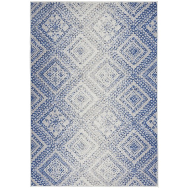 Homeroots 6 x 9 ft. Ivory & Blue Lattice Area Rug 385903 - main